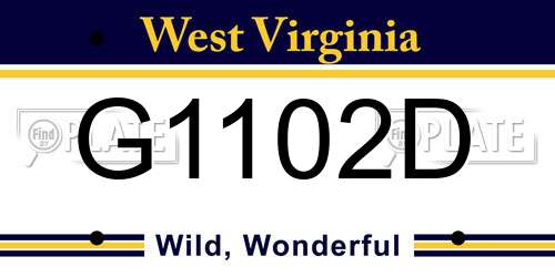 G1102D West Virginia License Plate