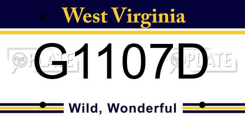 G1107D West Virginia License Plate