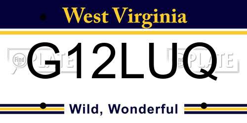 G12LUQ West Virginia License Plate