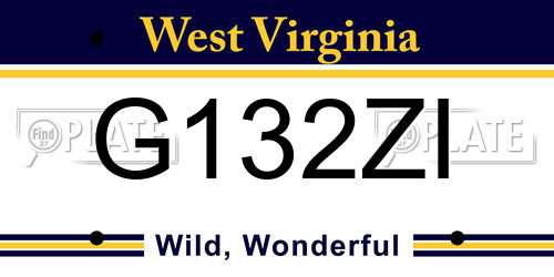 G132ZI West Virginia License Plate