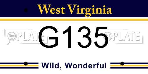 G135 West Virginia License Plate