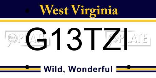 G13TZI West Virginia License Plate