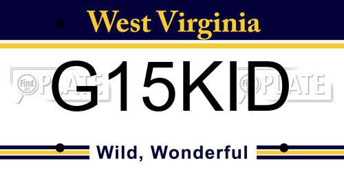 G15KID West Virginia License Plate