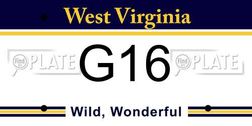 G16 West Virginia License Plate