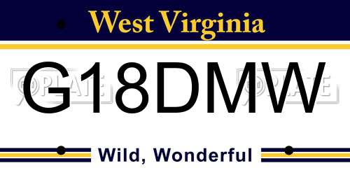 G18DMW West Virginia License Plate