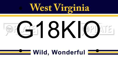 G18KIO West Virginia License Plate