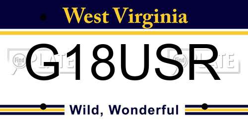 G18USR West Virginia License Plate