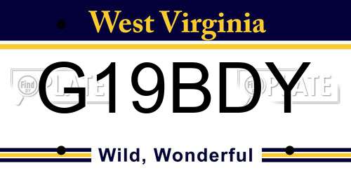 G19BDY West Virginia License Plate