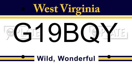 G19BQY West Virginia License Plate