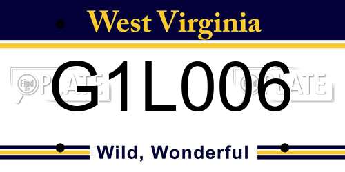G1L006 West Virginia License Plate