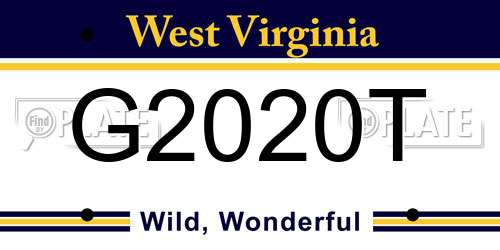 G2020T West Virginia License Plate