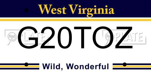 G20TOZ West Virginia License Plate