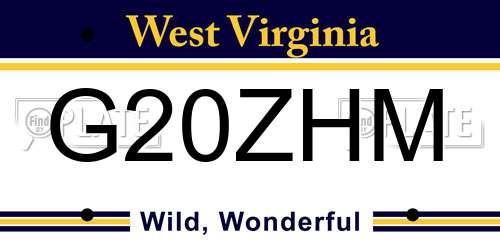 G20ZHM West Virginia License Plate