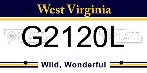 G2120L West Virginia License Plate