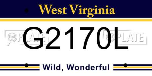 G2170L West Virginia License Plate