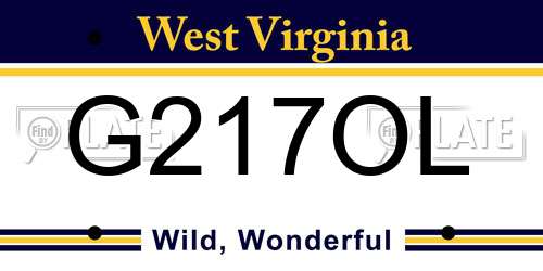 G217OL West Virginia License Plate