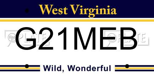 G21MEB West Virginia License Plate