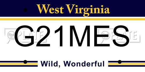 G21MES West Virginia License Plate