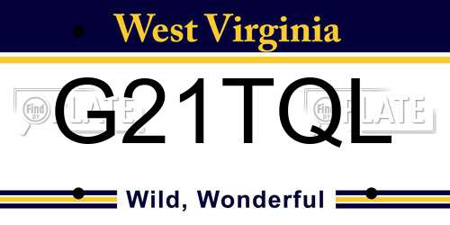 G21TQL West Virginia License Plate