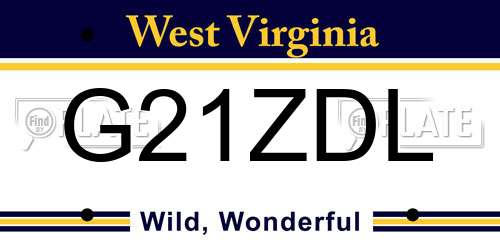 G21ZDL West Virginia License Plate