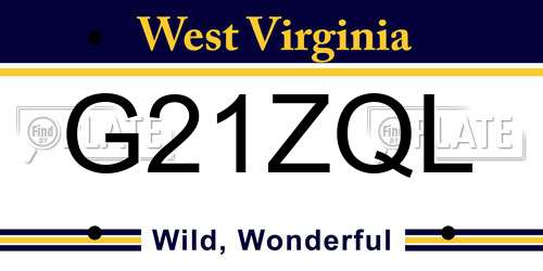 G21ZQL West Virginia License Plate