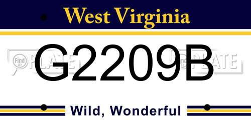 G2209B West Virginia License Plate