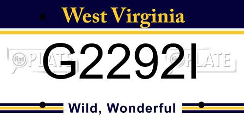 G2292I West Virginia License Plate