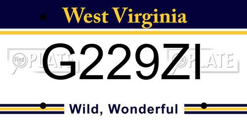 G229ZI West Virginia License Plate
