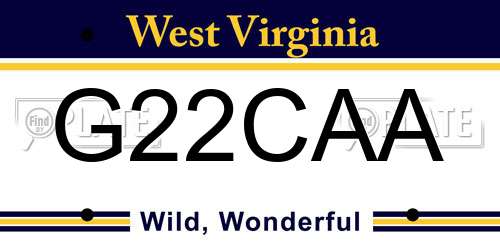 G22CAA West Virginia License Plate