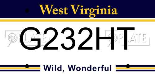 G232HT West Virginia License Plate