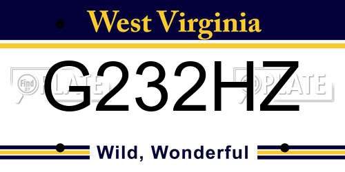 G232HZ West Virginia License Plate