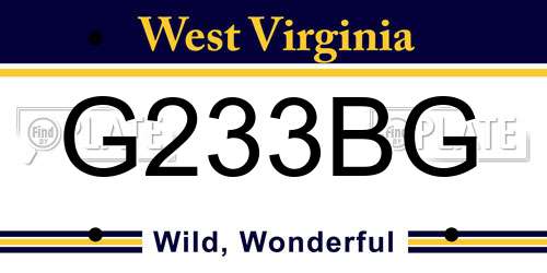 G233BG West Virginia License Plate