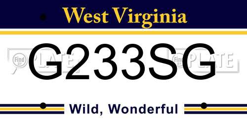 G233SG West Virginia License Plate