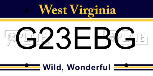 G23EBG West Virginia License Plate