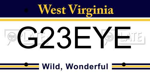 G23EYE West Virginia License Plate