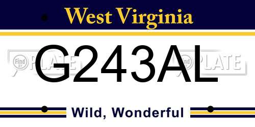 G243AL West Virginia License Plate