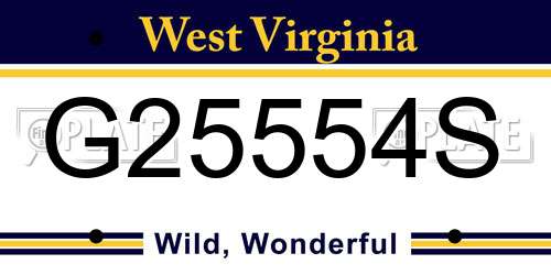 G25554S West Virginia License Plate