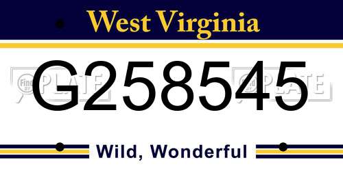 G258545 West Virginia License Plate