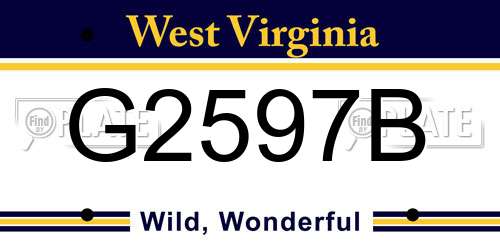 G2597B West Virginia License Plate