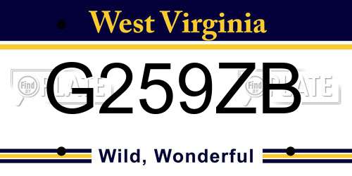 G259ZB West Virginia License Plate
