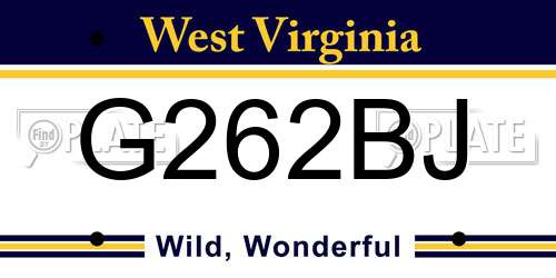 G262BJ West Virginia License Plate
