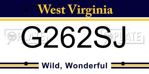 G262SJ West Virginia License Plate