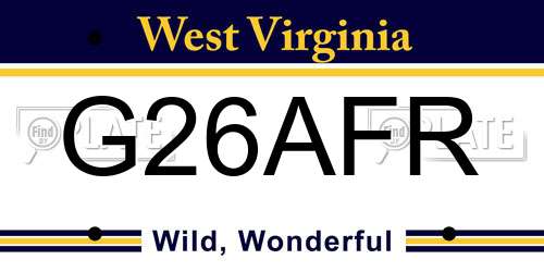G26AFR West Virginia License Plate