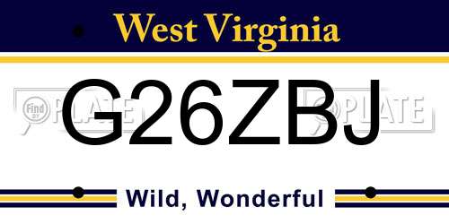 G26ZBJ West Virginia License Plate