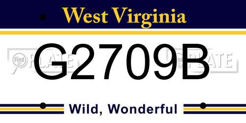 G2709B West Virginia License Plate