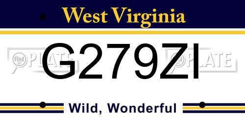 G279ZI West Virginia License Plate