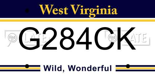 G284CK West Virginia License Plate