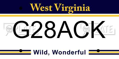 G28ACK West Virginia License Plate