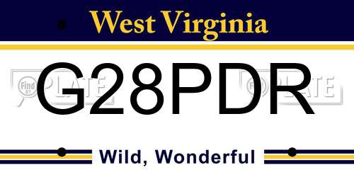 G28PDR West Virginia License Plate
