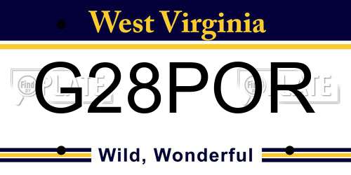 G28POR West Virginia License Plate
